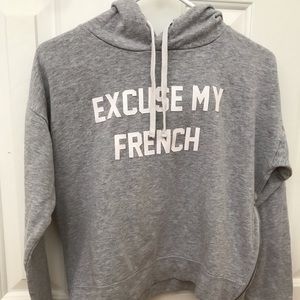 Grey Cropped Sweater Hoodie